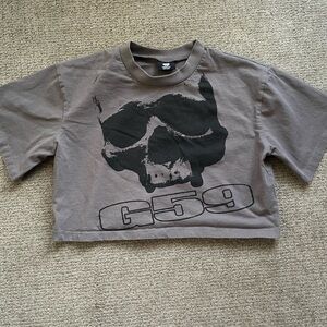 G59 Grey Skull Graphic Crop Top